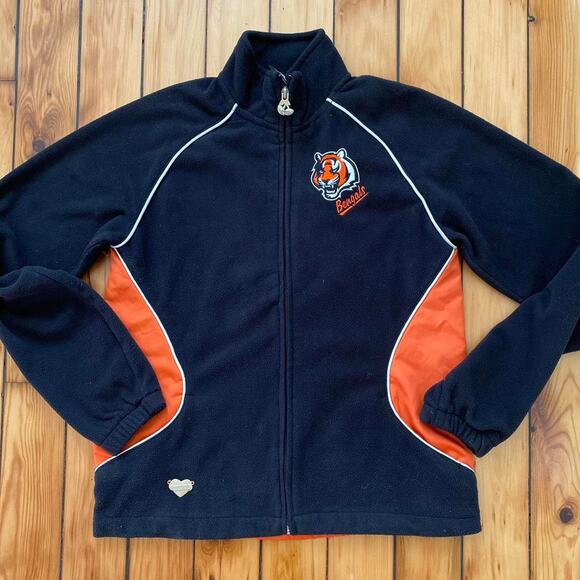 Vintage Y2k 2000s Cincinnati Bengals Football Rebook Women's Fleece Jacket Small - Picture 1 of 4
